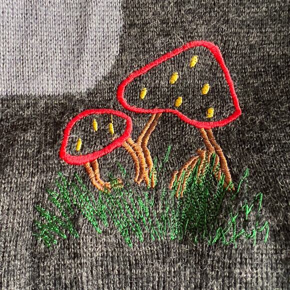 Vtg Creation Camilla Mushroom Cardigan Sweater XL EU 40 Grandma Core Embroidered - Picture 6 of 6